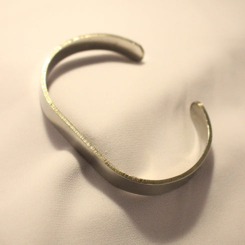 Silver Stainless Steel Solid Wide Bracelet